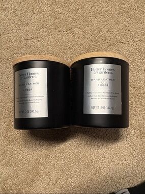 Better Homes And Gardens Black & Natural Wood Lid Scented Candle Duo